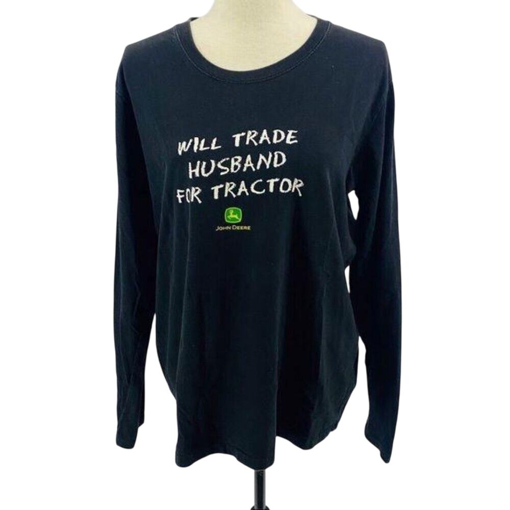 John Deere Long Sleeve Novelty T-Shirt Black Womens Xlarge